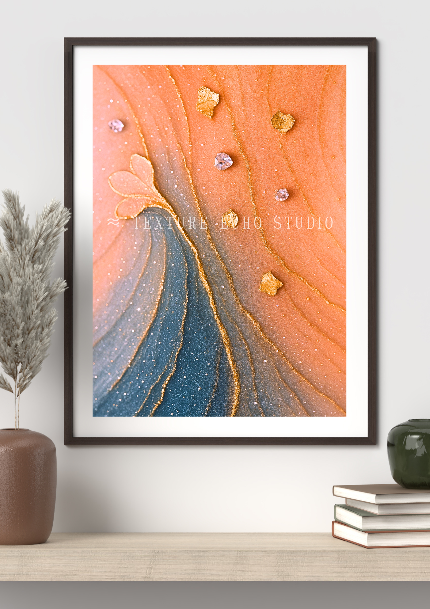 Abstract Floral Texture Art – Pastel Bloom & Gold Accent Printable Wall Art Set of 3 (Digital Download)