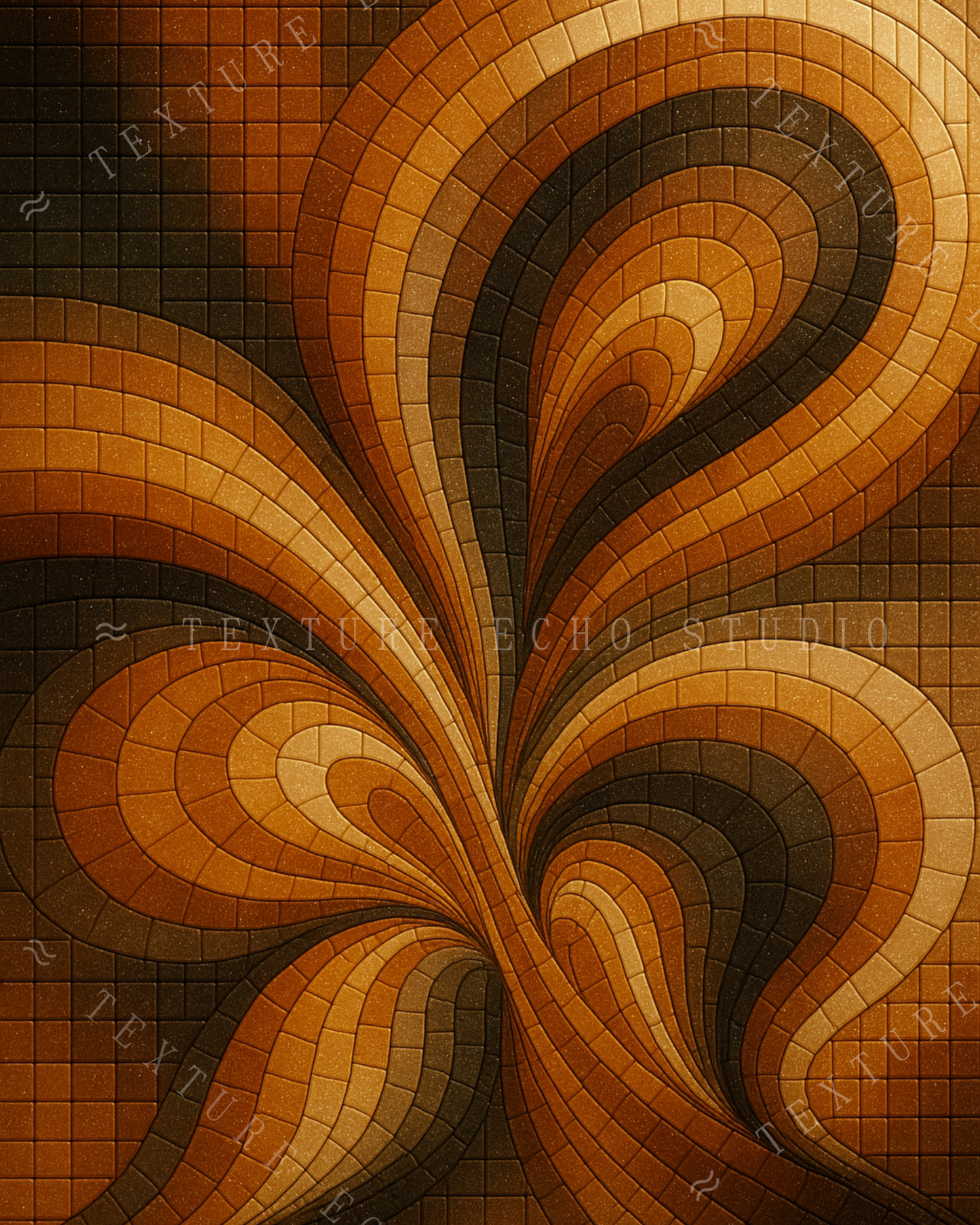 Abstract Tile Wave Texture Art – Amber & Terracotta Printable Wall Art Set of 3 (Digital Download)