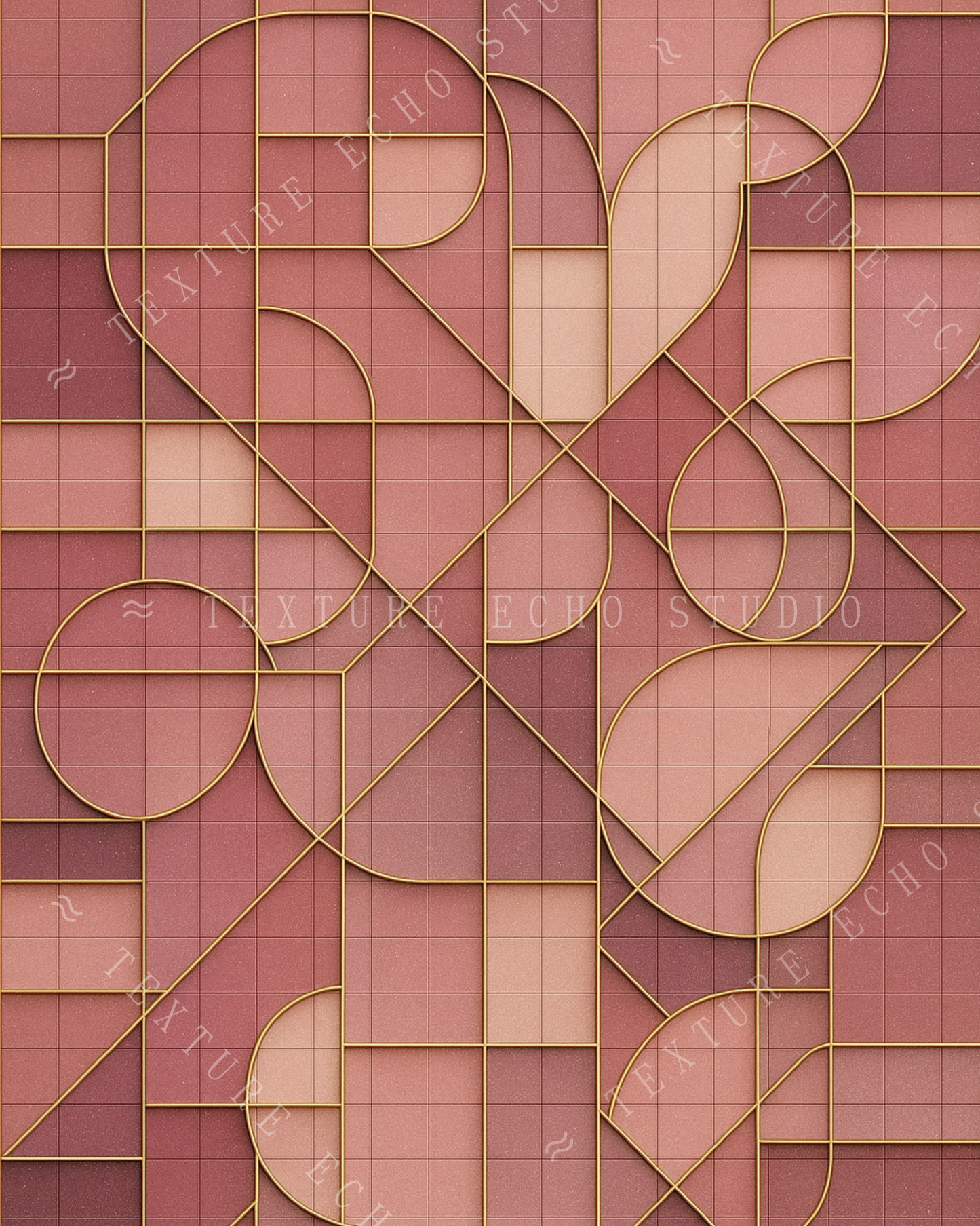 Abstract Geometric Tile Texture Art – Rose Pink Palette Printable Wall Art Set of 3 (Digital Download)