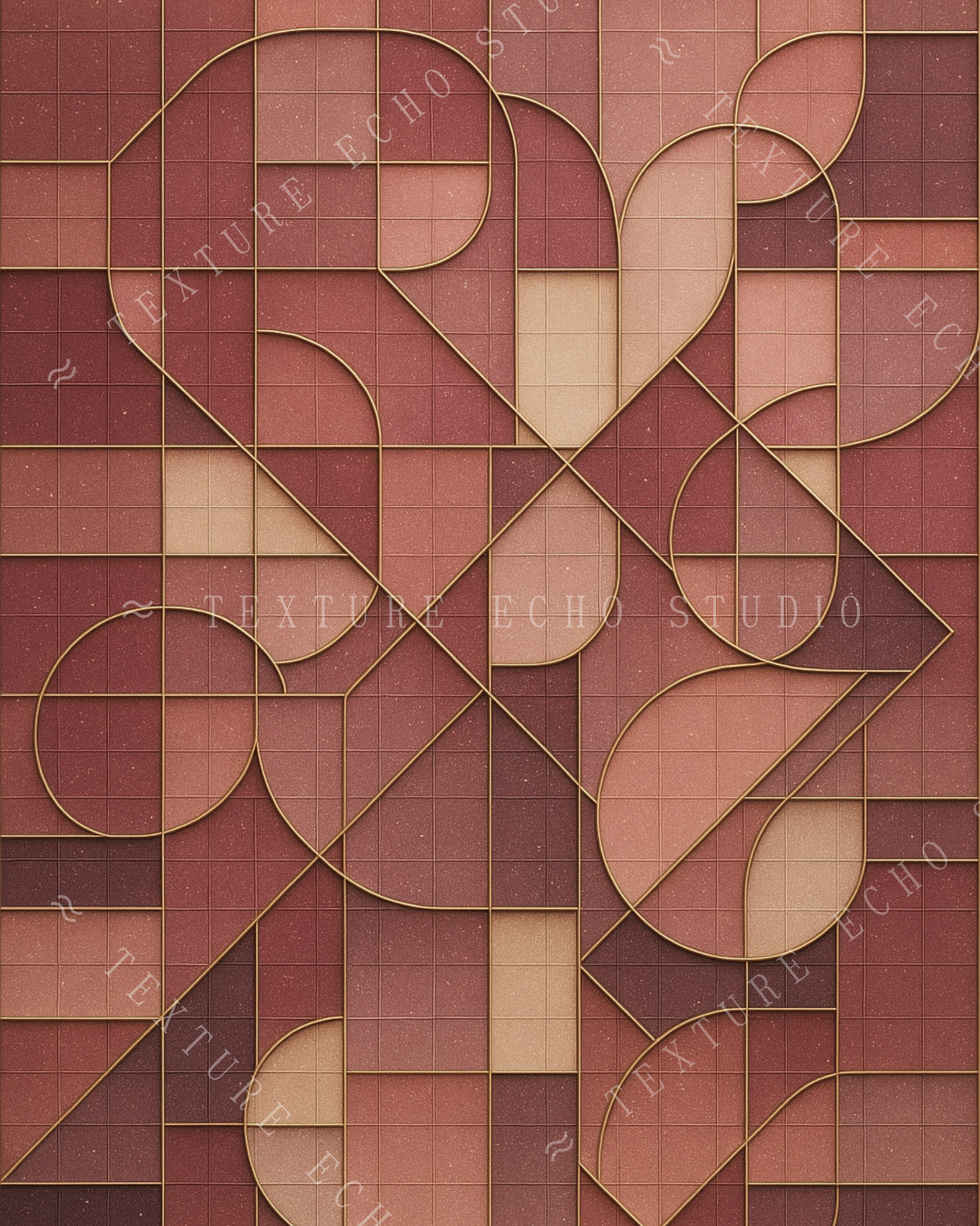 Abstract Geometric Tile Texture Art – Rose Pink Palette Printable Wall Art Set of 3 (Digital Download)