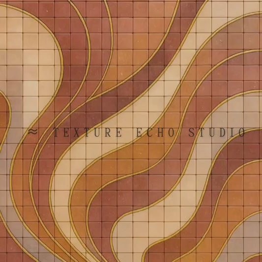 Abstract Tile Wave Texture Art – Amber & Terracotta Printable Wall Art Set of 3 (Digital Download)